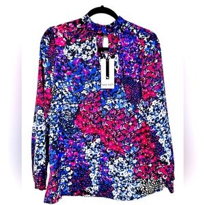 Nine West New Women Dressy Casual Blouse Long Sleeve Jazz Berry color Size XS